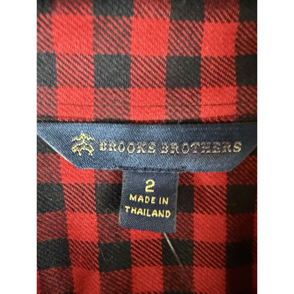 Brooks Brothers Black Red Buffalo Plaid Cotton Shirt Dress Size 2 Long Sleeve - Picture 4 of 10